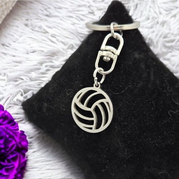 Volleyball 🏐 Silver Stainless Steel Keychain Key Ring Chain Clip Summer Olympic - Picture 1 of 8